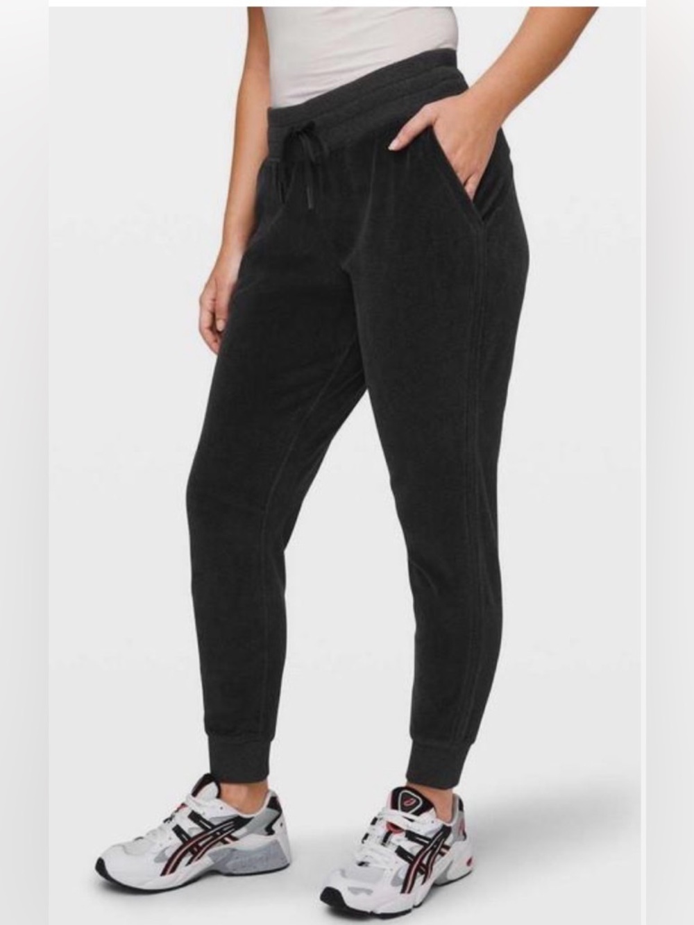 Lululemon Warm Down Jogger Velour in Heathered Black Women’s Size 4